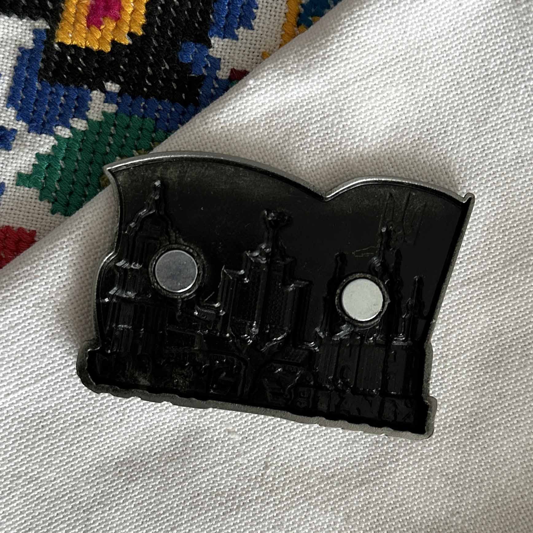 Ukrainian Fridge Magnet Metal 3 D Collage of Sights of Kyiv and Flag of Ukraine