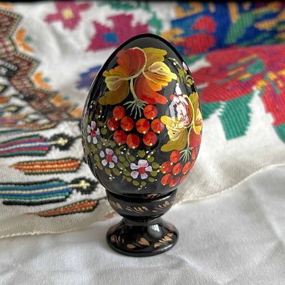 Petrykivka Wooden Easter Egg | Hand-Painted Ukrainian Pysanky (870 mm) 01-171