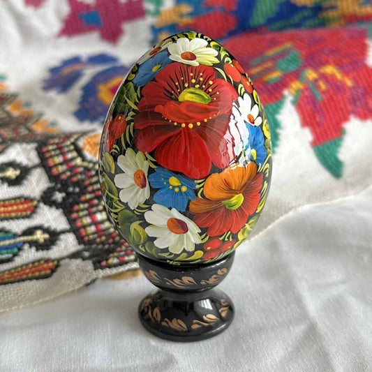 Petrykivka Wooden Easter Egg | Hand-Painted Ukrainian Pysanky (870 mm) 01-121