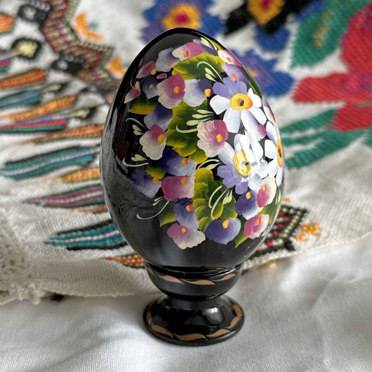 Petrykivka Wooden Easter Egg | Hand-Painted Ukrainian Pysanky (870 mm) 01-072