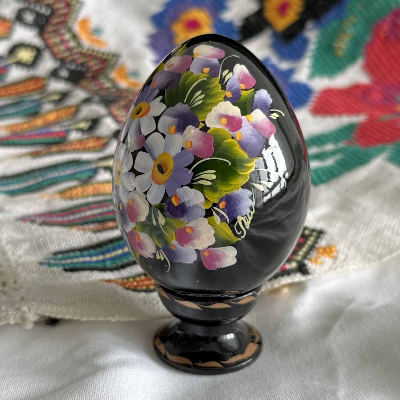 Petrykivka Wooden Easter Egg | Hand-Painted Ukrainian Pysanky (870 mm) 01-072