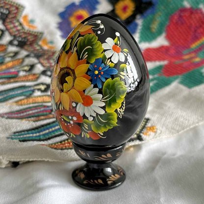 Petrykivka Wooden Easter Egg | Hand-Painted Ukrainian Pysanky (870 mm) 01-221
