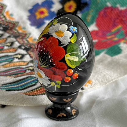 Petrykivka Wooden Easter Egg | Hand-Painted Ukrainian Pysanky (870 mm) 01-202
