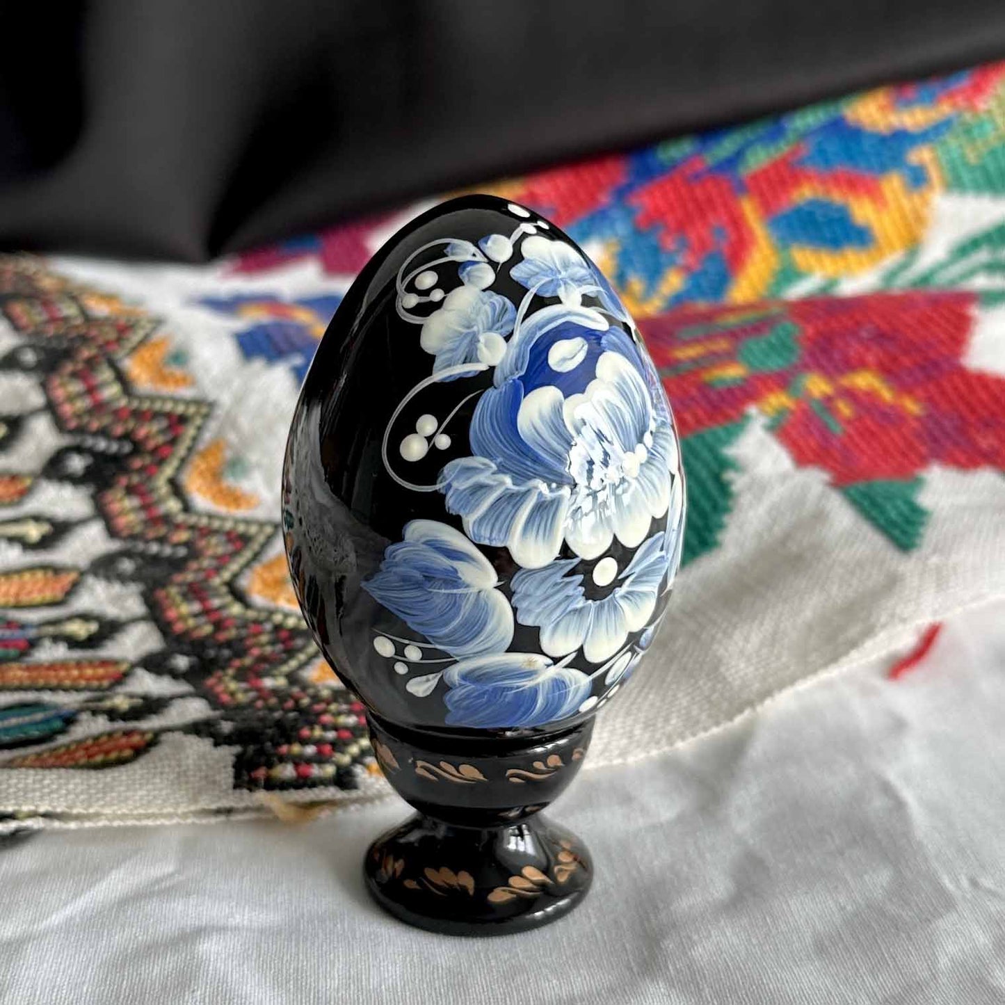 Petrykivka Wooden Easter Egg | Hand-Painted Ukrainian Pysanky (870 mm) 01-022