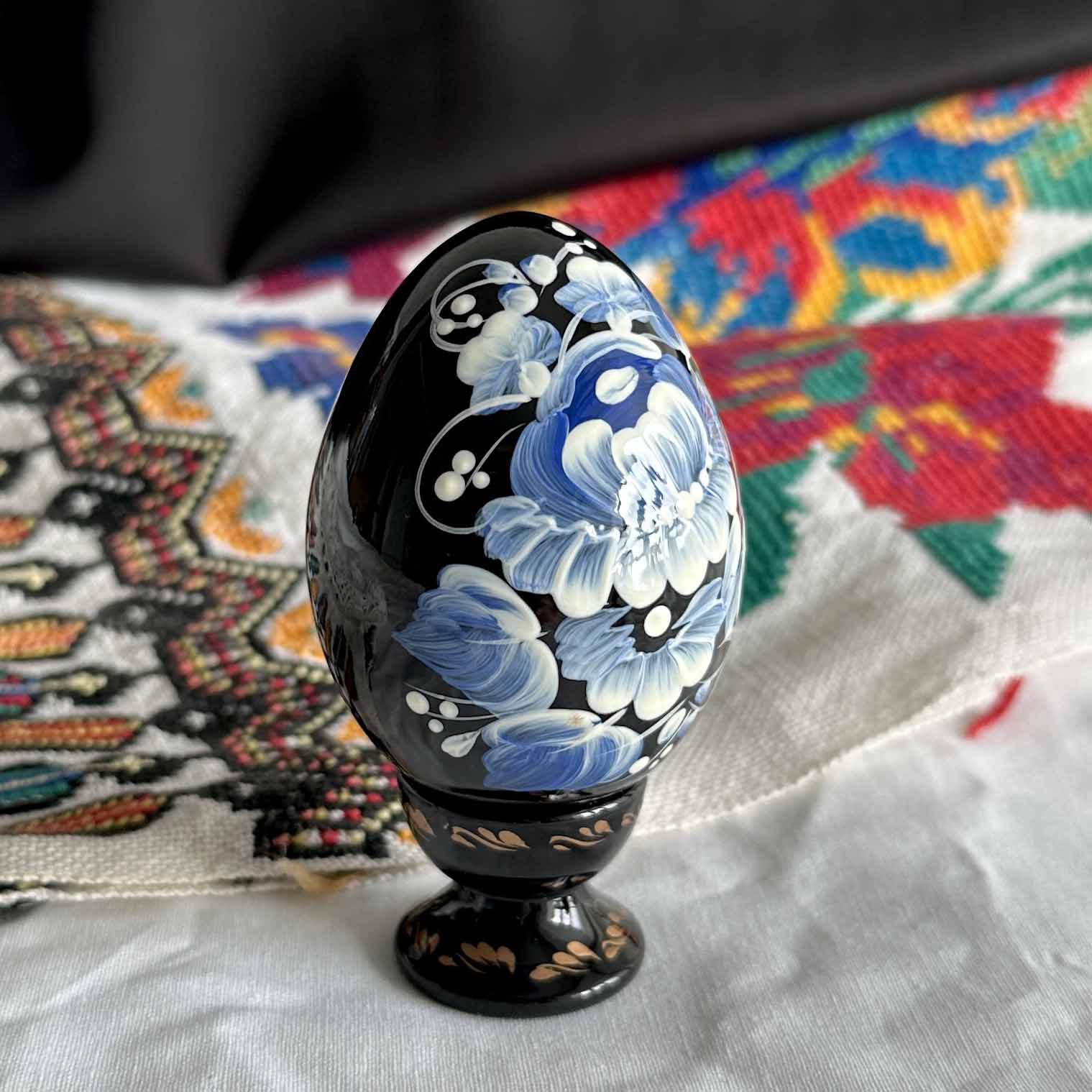 Petrykivka Wooden Easter Egg | Hand-Painted Ukrainian Pysanky (870 mm) 01-022