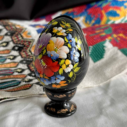 Petrykivka Wooden Easter Egg | Hand-Painted Ukrainian Pysanky (870 mm) 01-041