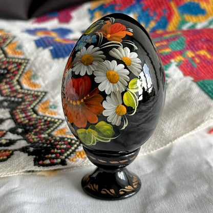 Petrykivka Wooden Easter Egg | Hand-Painted Ukrainian Pysanky (870 mm) 01-181