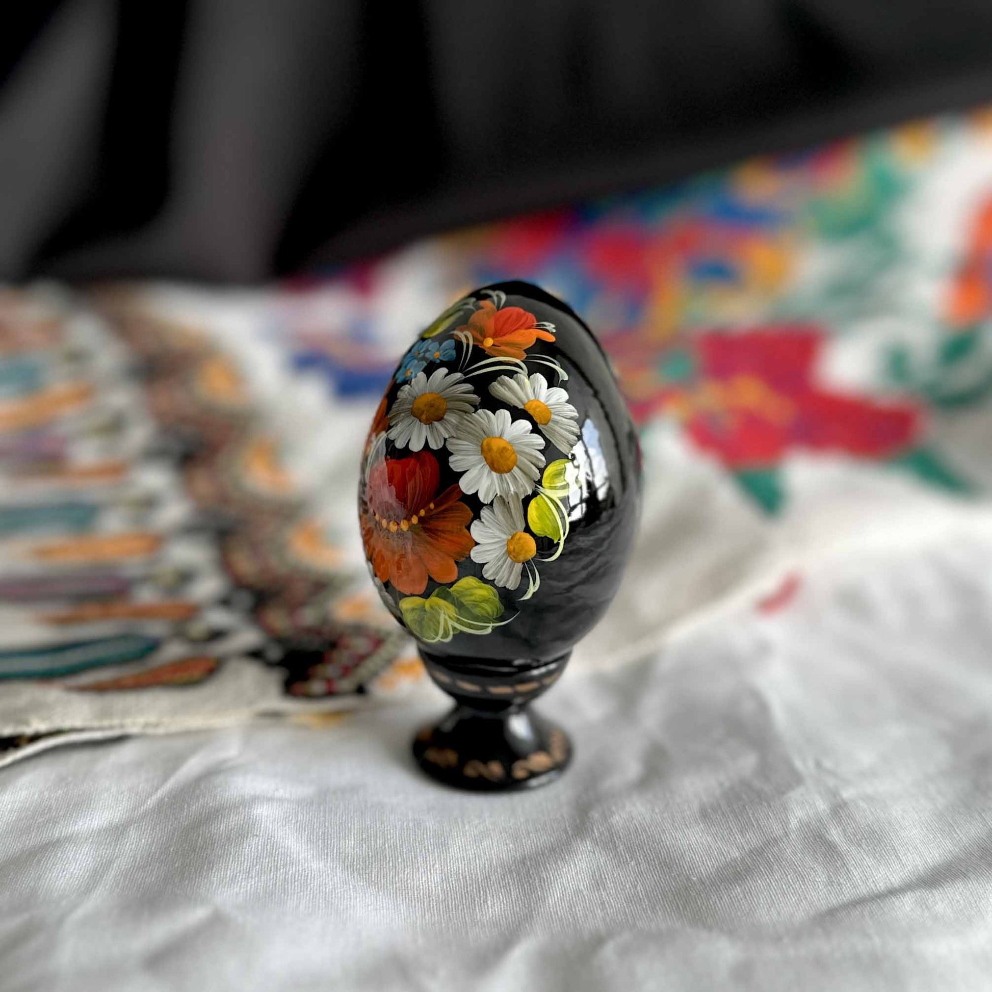 Petrykivka Wooden Easter Egg | Hand-Painted Ukrainian Pysanky (870 mm) 01-181