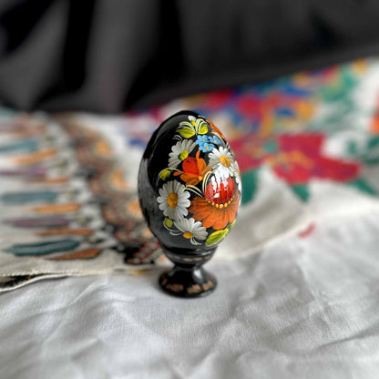 Petrykivka Wooden Easter Egg | Hand-Painted Ukrainian Pysanky (870 mm) 01-181