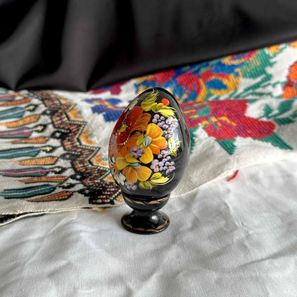 Petrykivka Wooden Easter Egg | Hand-Painted Ukrainian Pysanky (870 mm) 01-131