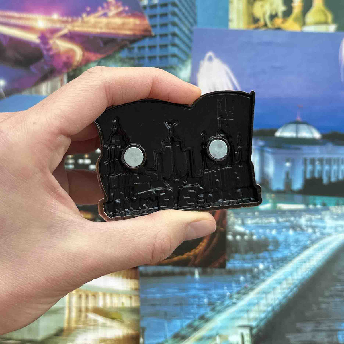 Ukrainian Fridge Magnet Metal 3D Collage of Sights of Kyiv and Flag of Ukraine
