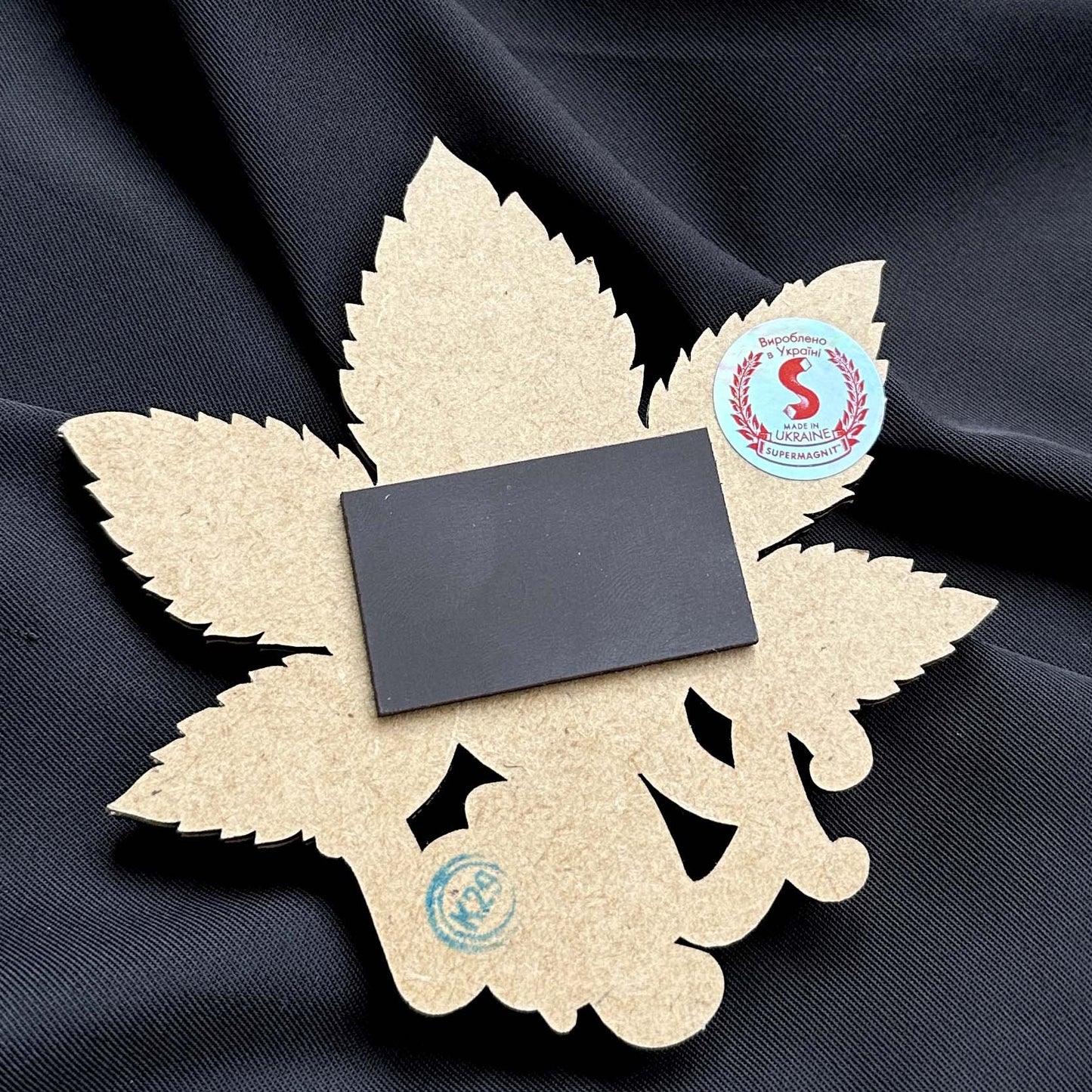Ukrainian Fridge Magnet Сhestnut Leaf Wood 3 D Collage of Sights of Kyiv