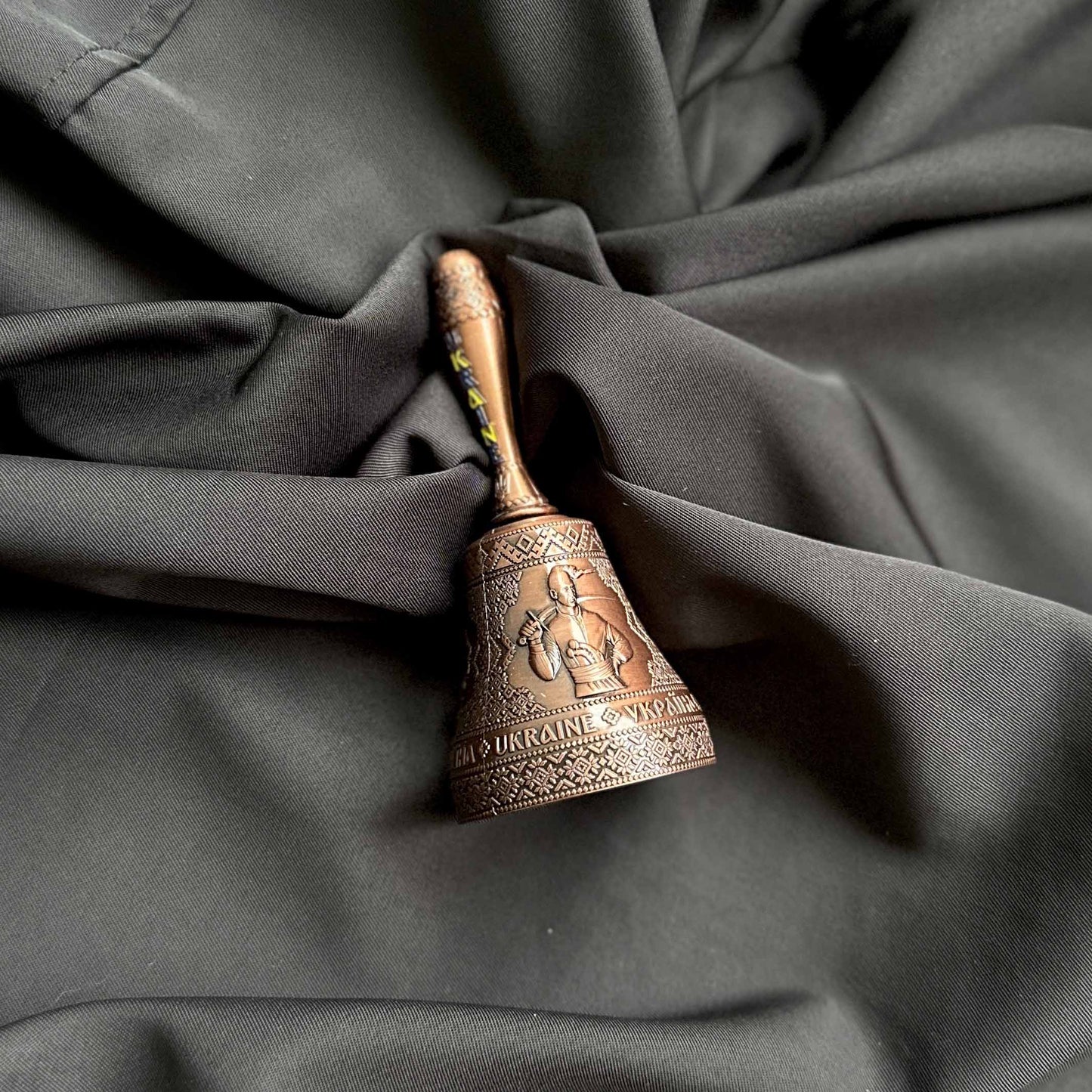 Ukrainian Metal Bell Coat Arms and Map of Ukraine Color Bronze