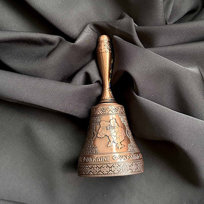 Ukrainian Metal Bell Coat Arms and Map of Ukraine Color Bronze