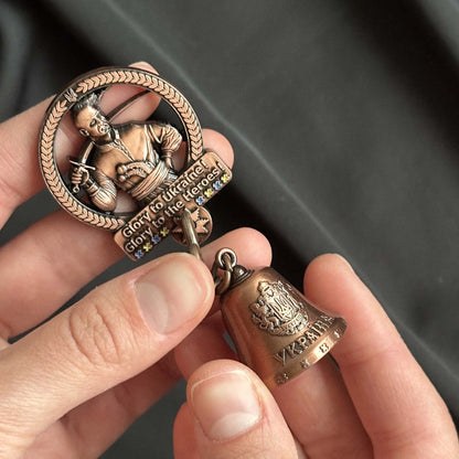 Ukrainian Fridge Magnet Metal Bell Cossack "Glory to Ukraine" Trident 💙💛