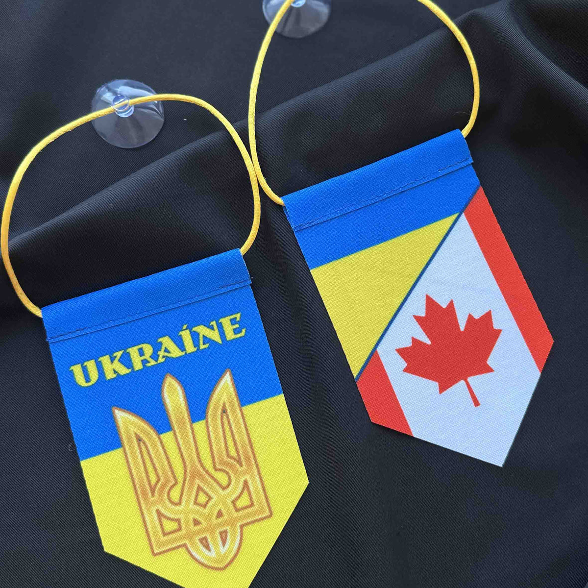 Ukrainian Pennant with Sucker Uкraine + Canada FriendShip Flags