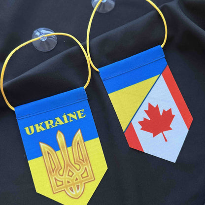 Ukrainian Pennant with Sucker Uкraine + Canada FriendShip Flags
