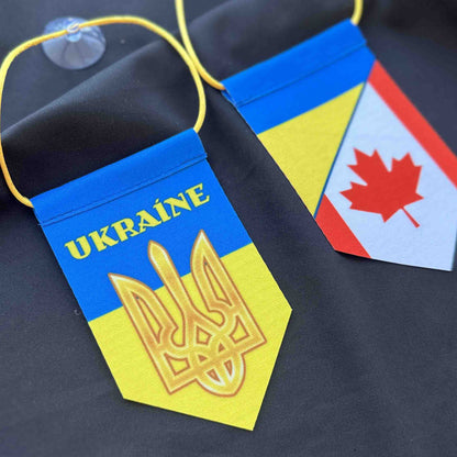 Ukrainian Pennant with Sucker Uкraine + Canada FriendShip Flags
