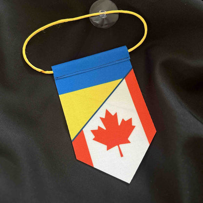 Ukrainian Pennant with Sucker Uкraine + Canada FriendShip Flags