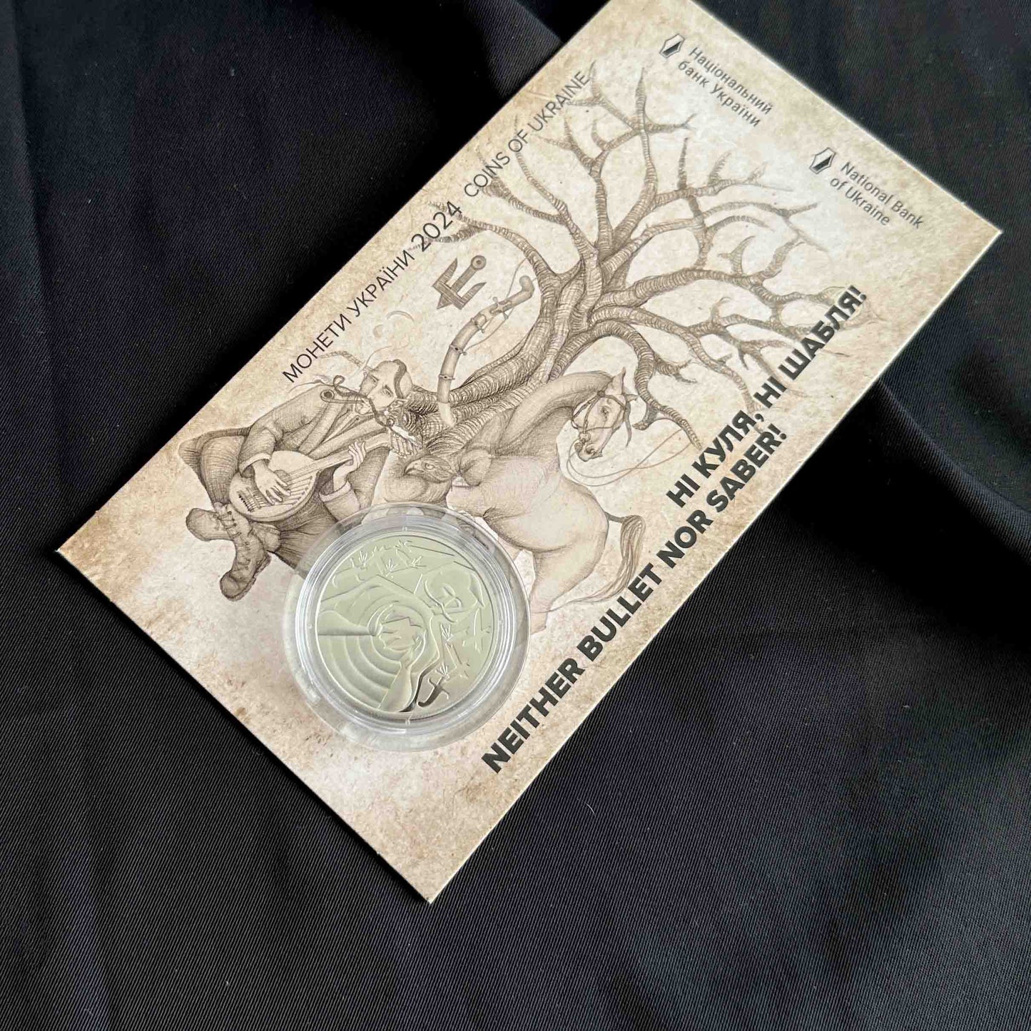 Ukrainian Coin 5 Hryven 2024 "Neither Bullet Nor Saber!" Booklet