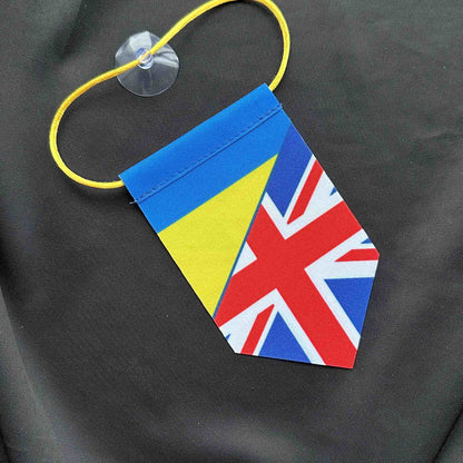 Ukrainian Pennant with Sucker Uкraine + Great Britain FriendShip Flags