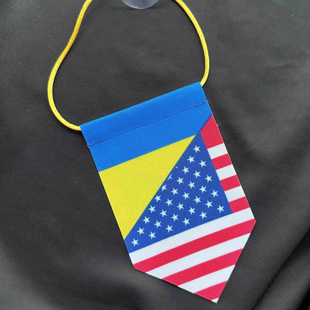 Ukrainian Pennant with Sucker Uкraine + USA FriendShip Flags