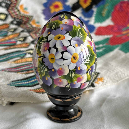 Petrykivka Wooden Easter Egg | Hand-Painted Ukrainian Pysanky (870 mm) 01-072