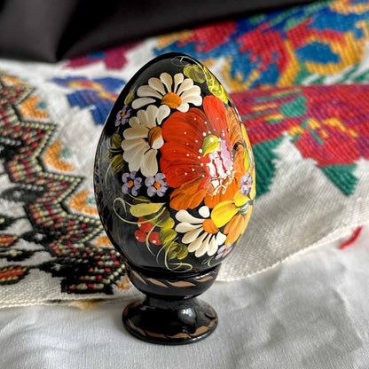 Petrykivka Wooden Easter Egg | Hand-Painted Ukrainian Pysanky (870 mm) 01-131