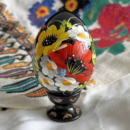Petrykivka Wooden Easter Egg | Hand-Painted Ukrainian Pysanky (870 mm) 01-202