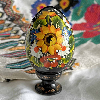Petrykivka Wooden Easter Egg | Hand-Painted Ukrainian Pysanky (870 mm) 01-221