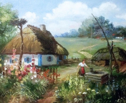 Ukrainisches Schneidebrett Petrykivka-Malerei Handgemachtes Holz Oval Mittelgroß