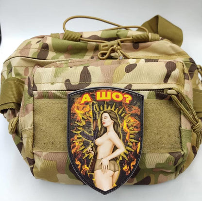 Ukraine Morale Patch Nude Girl with AK "AND WHAT?" Tactical Badge Hook PVC