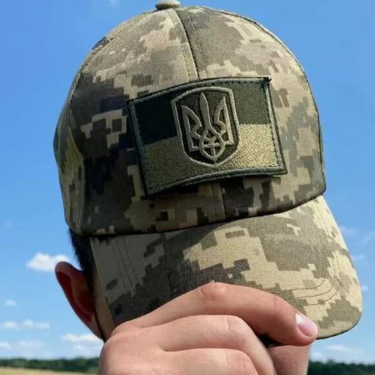 Ukrainian Army Cap Pixel MM 14 with Moral Patch Flag and Trident of Ukraine