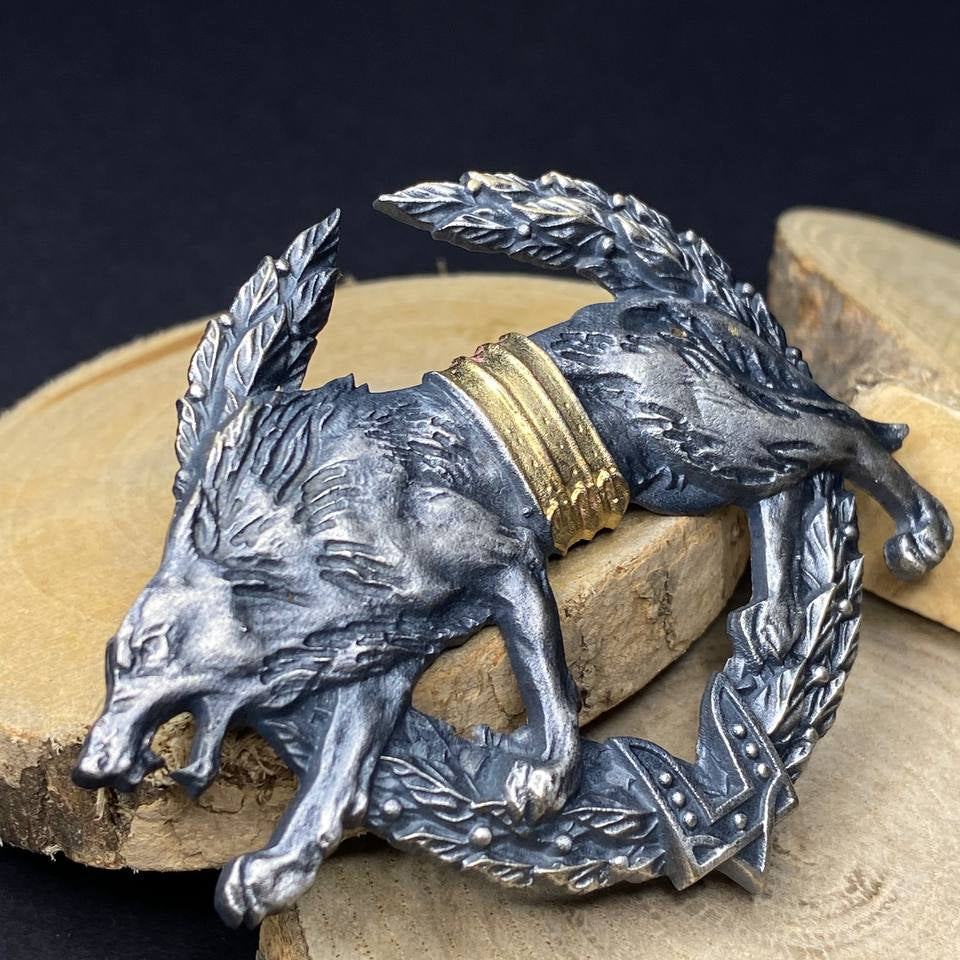 Ukrainian Army Metallic Beret Badge Vovkulaka Special Operations Forces Ukraine