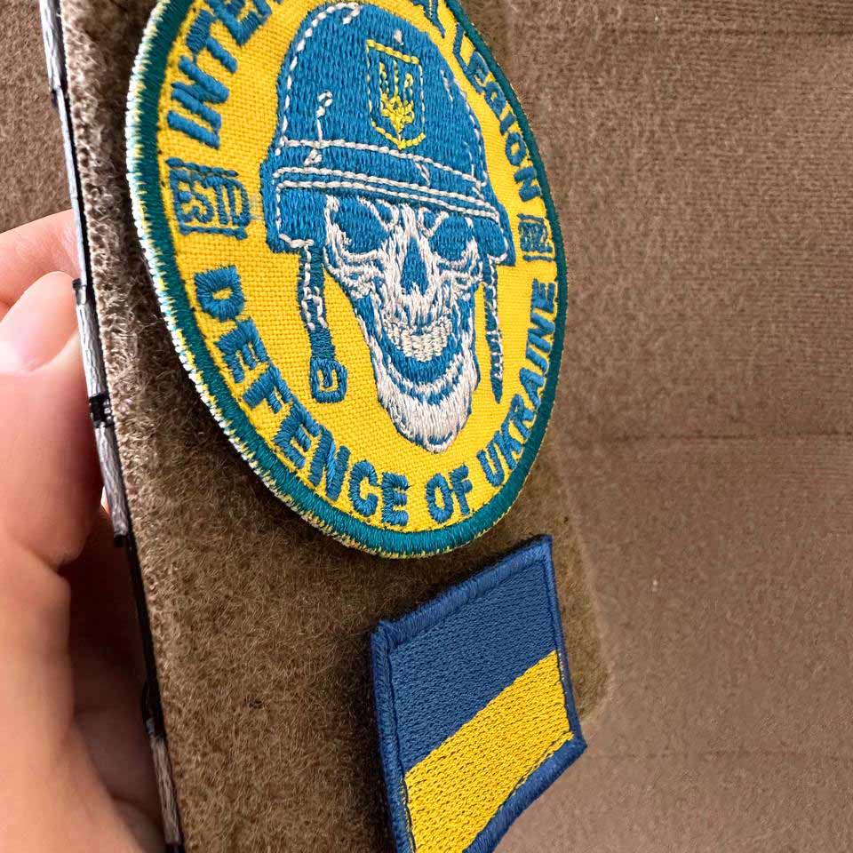 Ukrainian Army Patch International Legion of Ukraine "Skull" Badge Hook Yellow