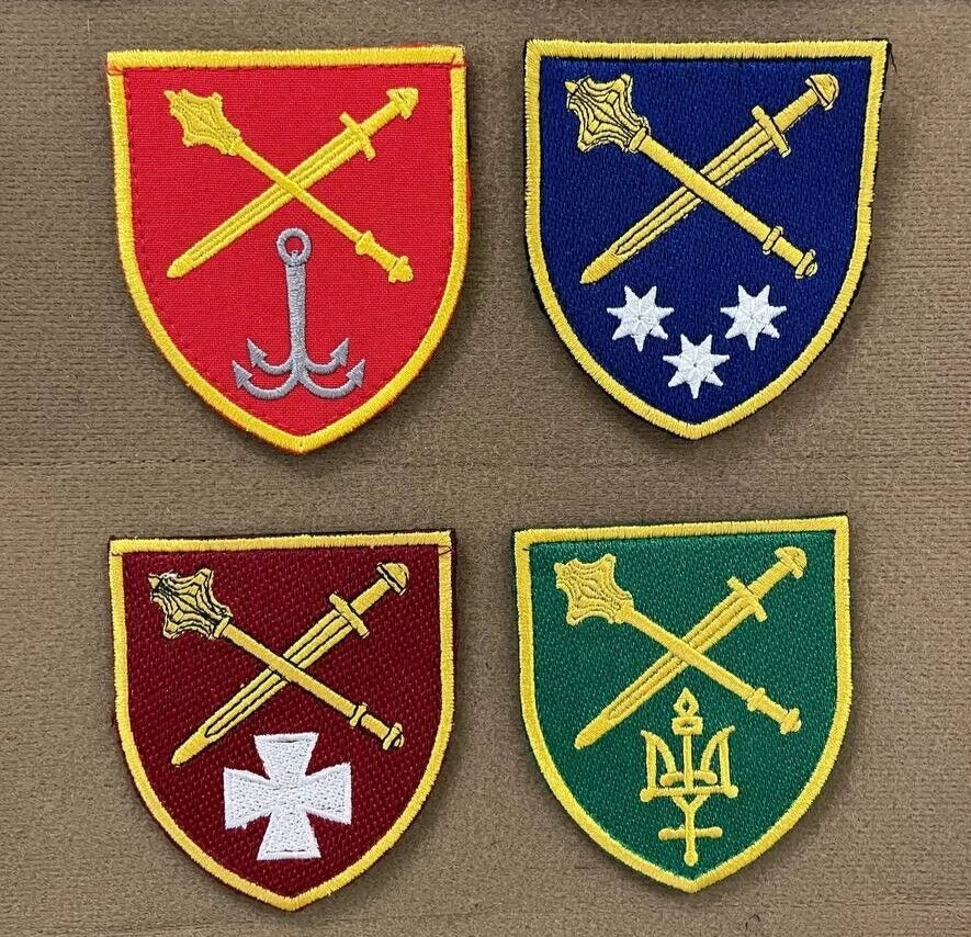 Ukrainian Army Patches Ground Forces Command Tactical Badge Hook Set * 4 pcs