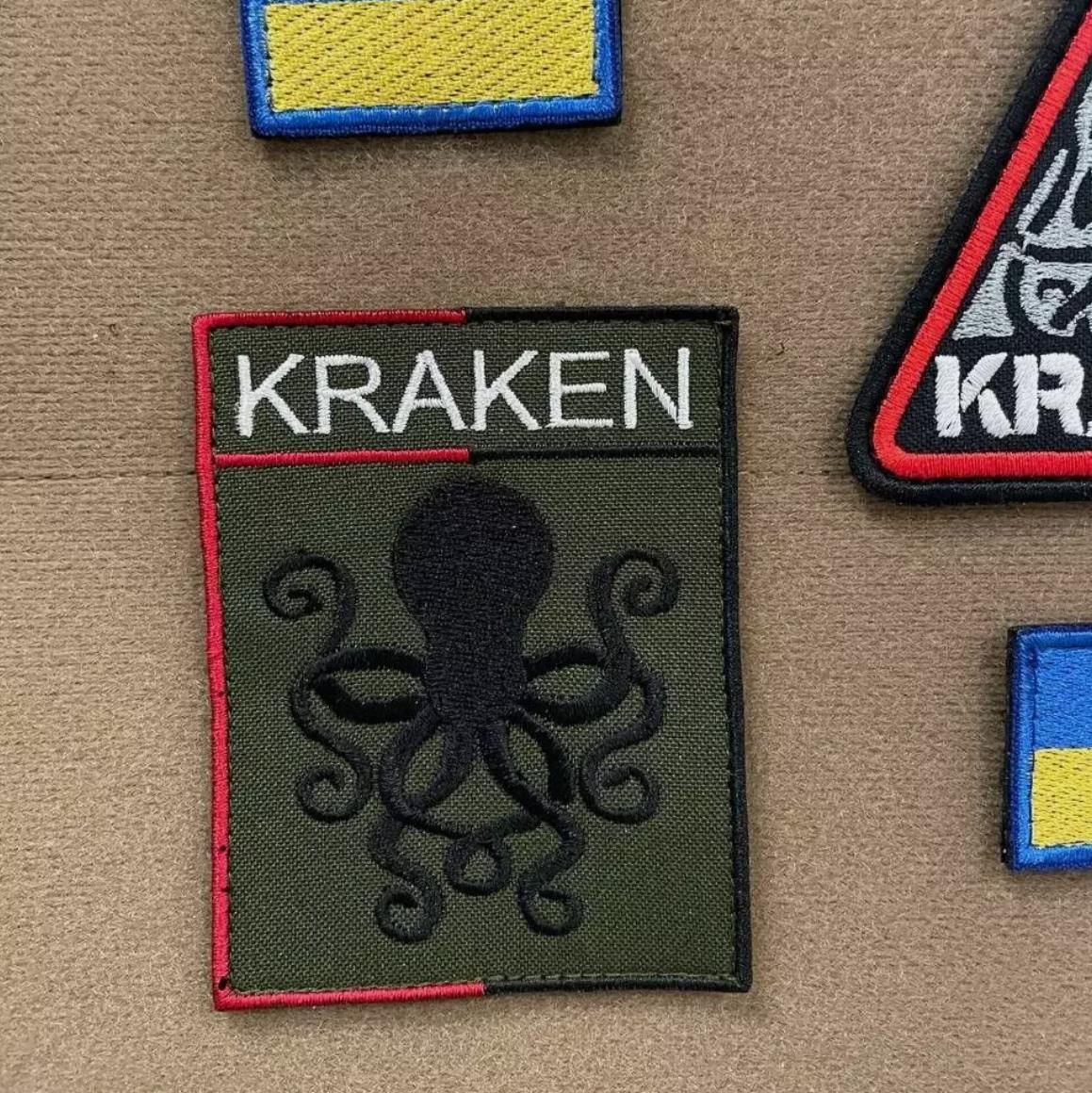 Ukrainian Army Unit Patch Kraken Volunteer Battalion Tactical Badge Hook Set