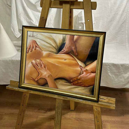 Ukrainian Art Nude Painting Oil Hardboard "In the Morning” 2025 Modern Frame