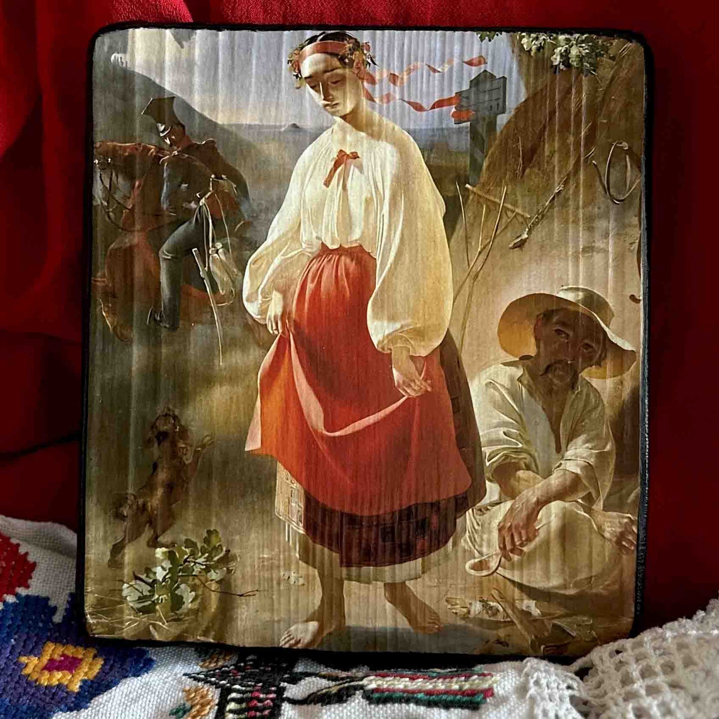 Ukrainian Art Painting Wood Reproduction Panel "Kateryna" by T. Shevchenko