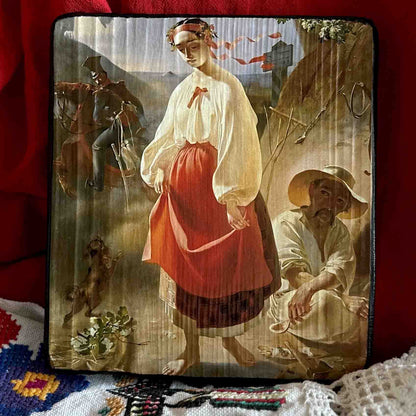 Ukrainian Art Painting Wood Reproduction Panel "Kateryna" by T. Shevchenko