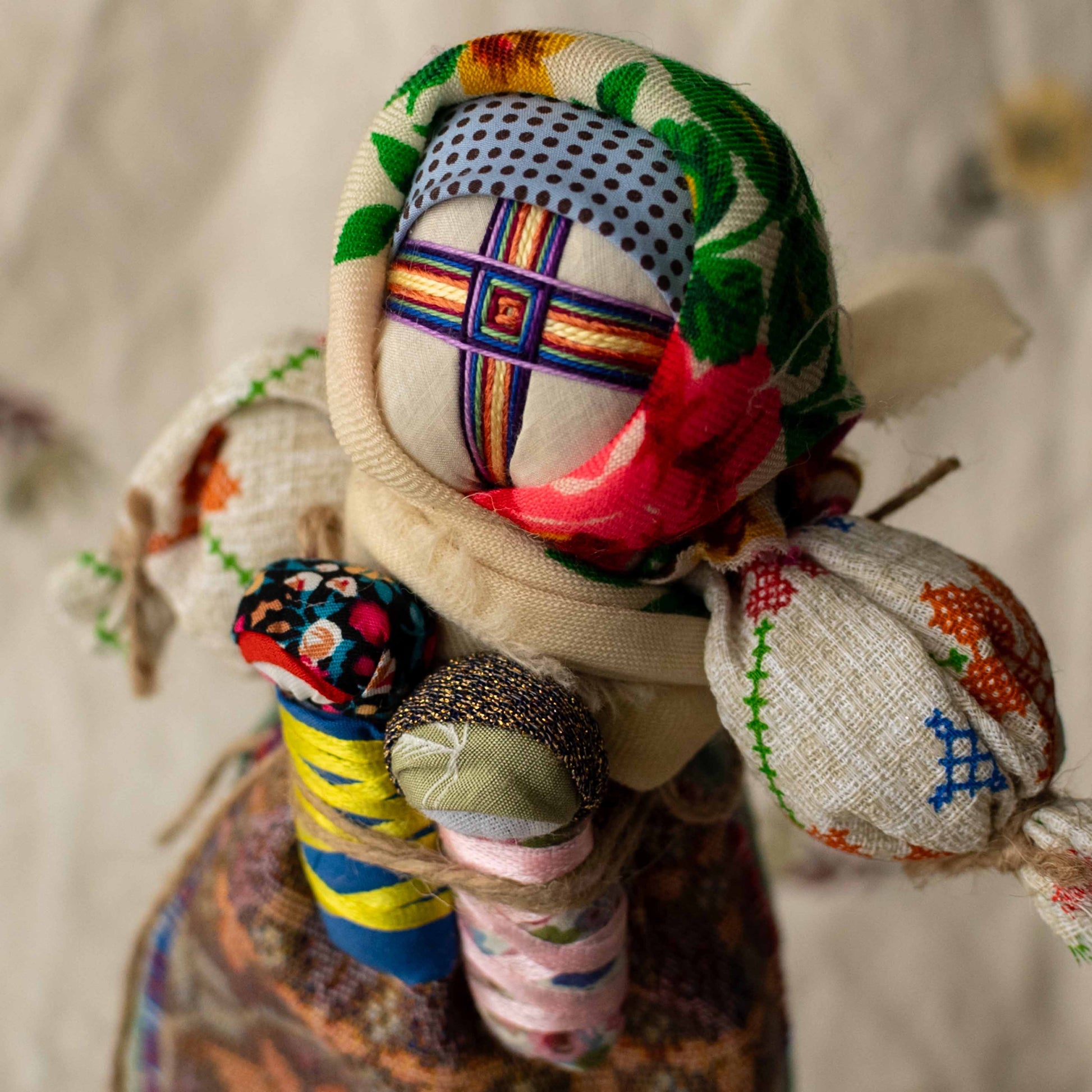 Ukrainian Authors Motanka "Mother & Children" Handmade Doll