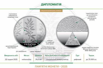 Ukrainian Coin 5 Hryven 2025 "DIPLOMACY" Booklet