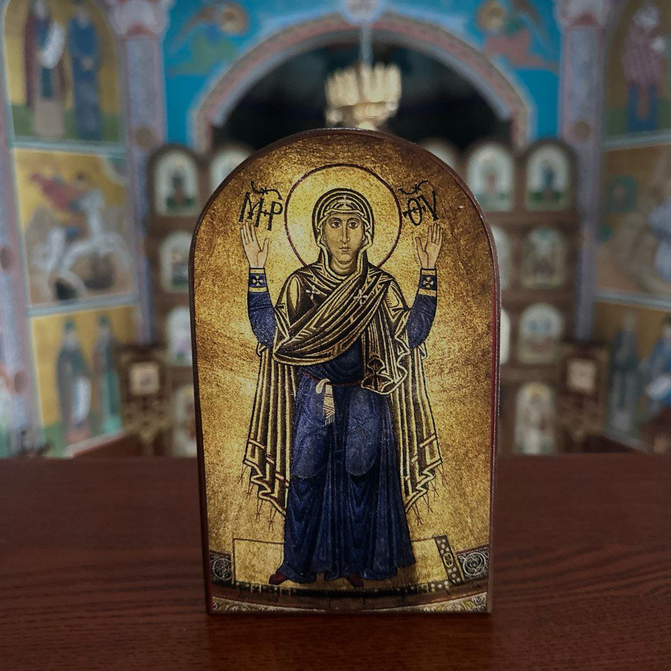 Ukrainian Icon: Mother of God Oranta, Holy Sophia Kyiv (6.3x4 in Wood Reproduction)