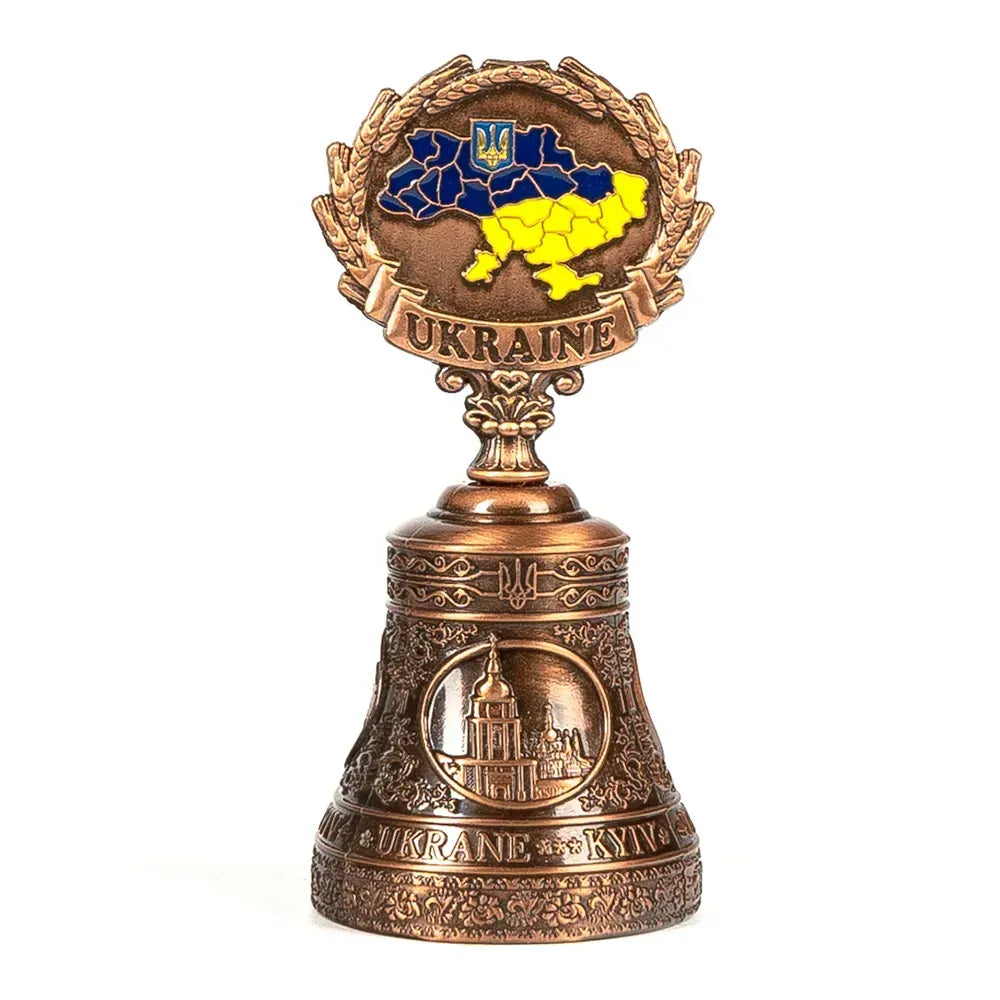 Ukrainian Metal Bell Views of Kyiv and Map of Ukraine