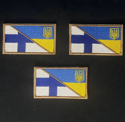 Ukrainian Morale Patch * 3 Pcs Finland + Ukraine Flag Tactical Badge Hook