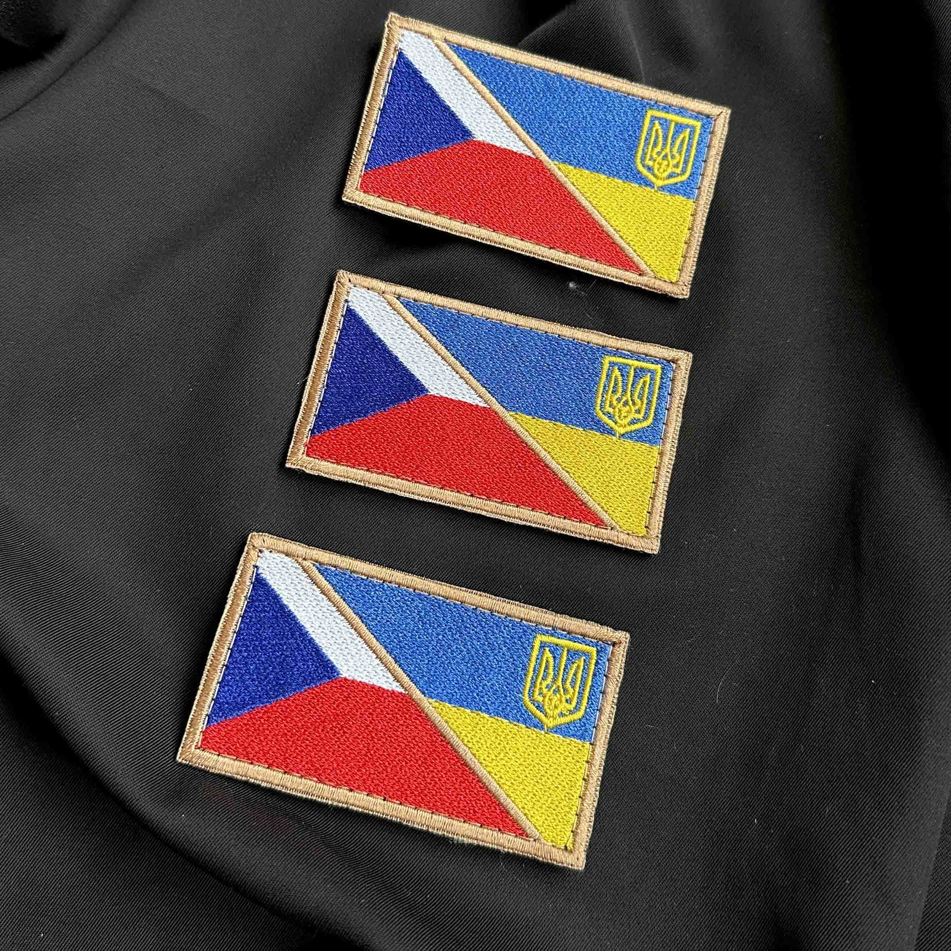 Ukrainian Morale Patch * 3 Pcs Ukraine + Czech Flag Tactical Badge Hook