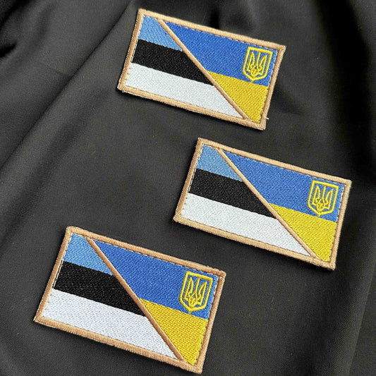 Ukrainian Morale Patch * 3 Pcs Ukraine + Estonia Flag Tactical Badge Hook