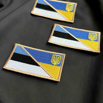 Ukrainian Morale Patch * 3 Pcs Ukraine + Estonia Flag Tactical Badge Hook
