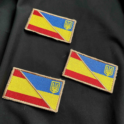 Ukrainian Morale Patch * 3 Pcs Ukraine+Spain Flag Tactical Badge Hook