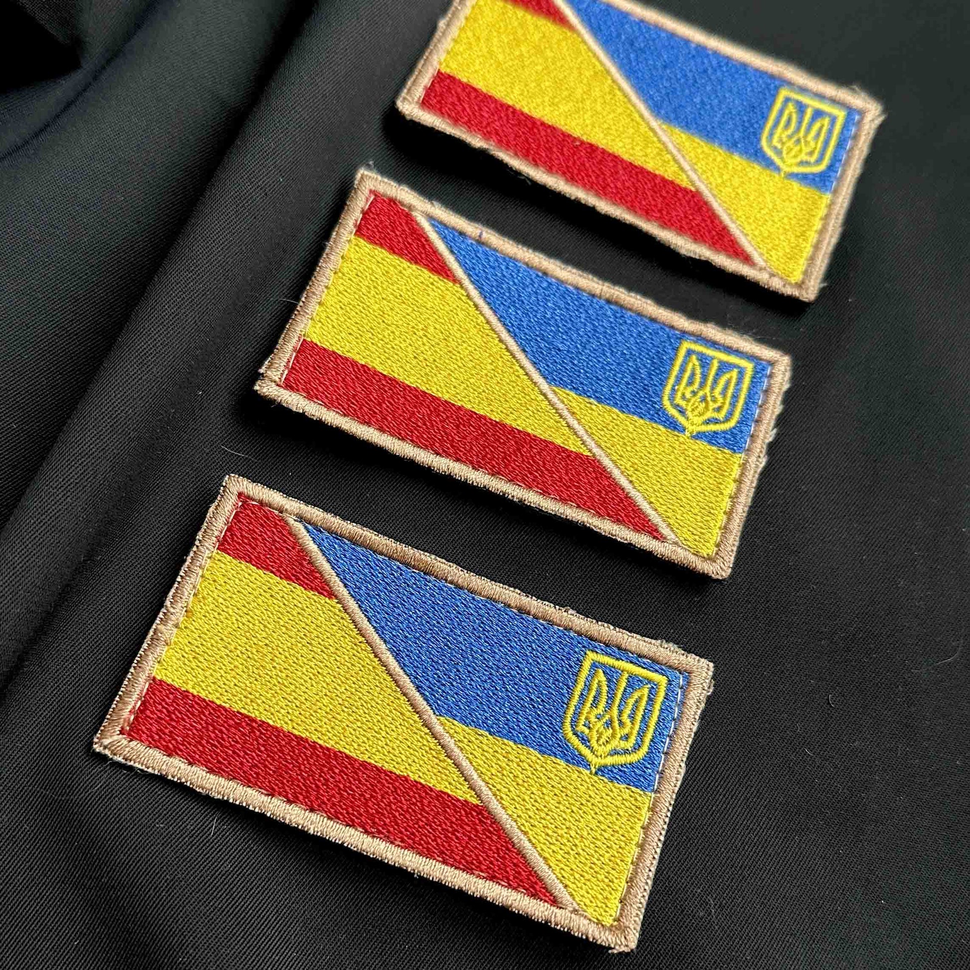 Ukrainian Morale Patch * 3 Pcs Ukraine+Spain Flag Tactical Badge Hook